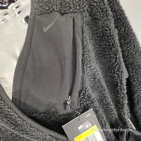 NWT Nike Women's Long Sleeve Sherpa Training Wrap Jacket Top 929839 081 Black - Picture 8 of 9